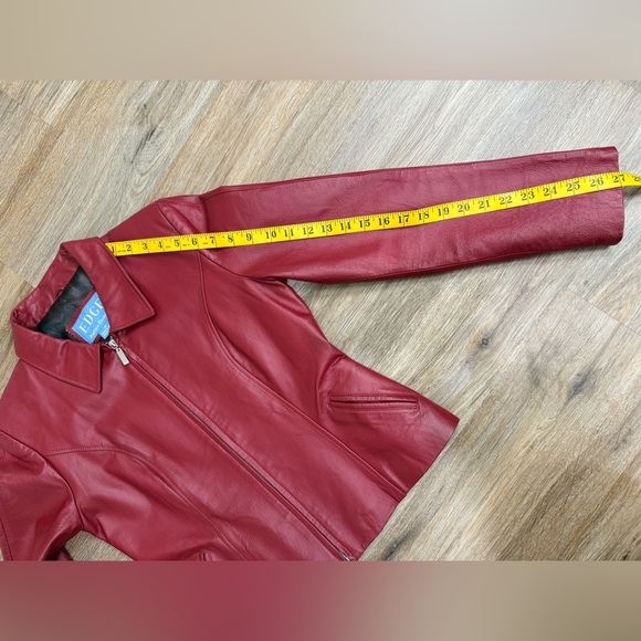 Edge Italian Fashion Vintage Pink Leather Zip Jacket Sz M - Picture 13 of 14